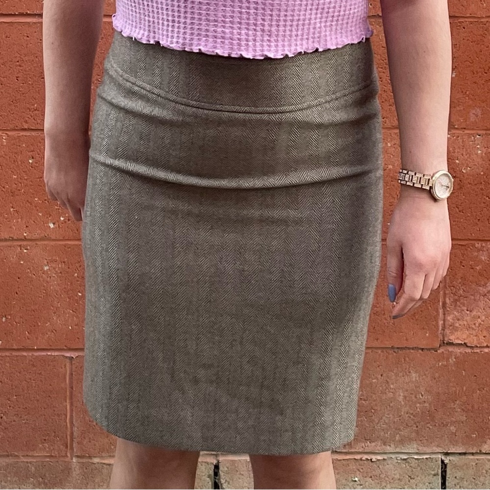 Vintage Juicy Couture Brown Herringbone Pencil Skirt